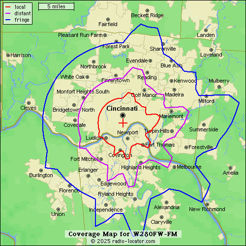 Coverage Map for W280FW-FM